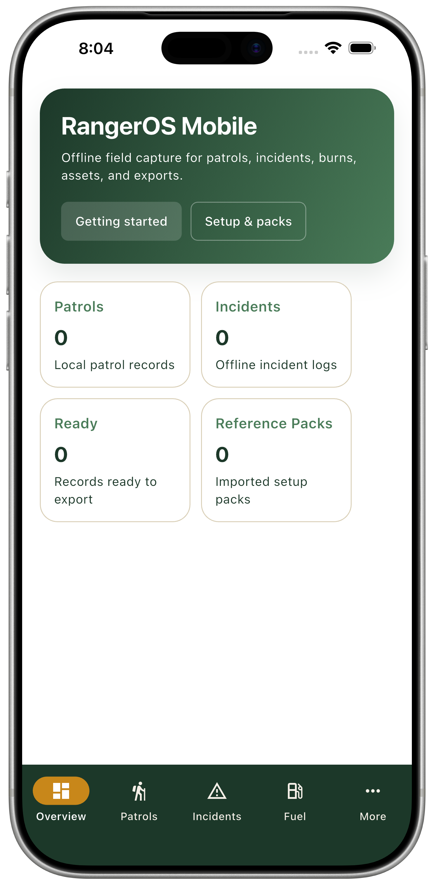 RangerOS Mobile home screen